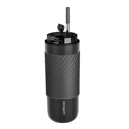 LePresso Thermal Tumbler with Infusion Filter shown in a sleek insulated design for hot and cold drinks
