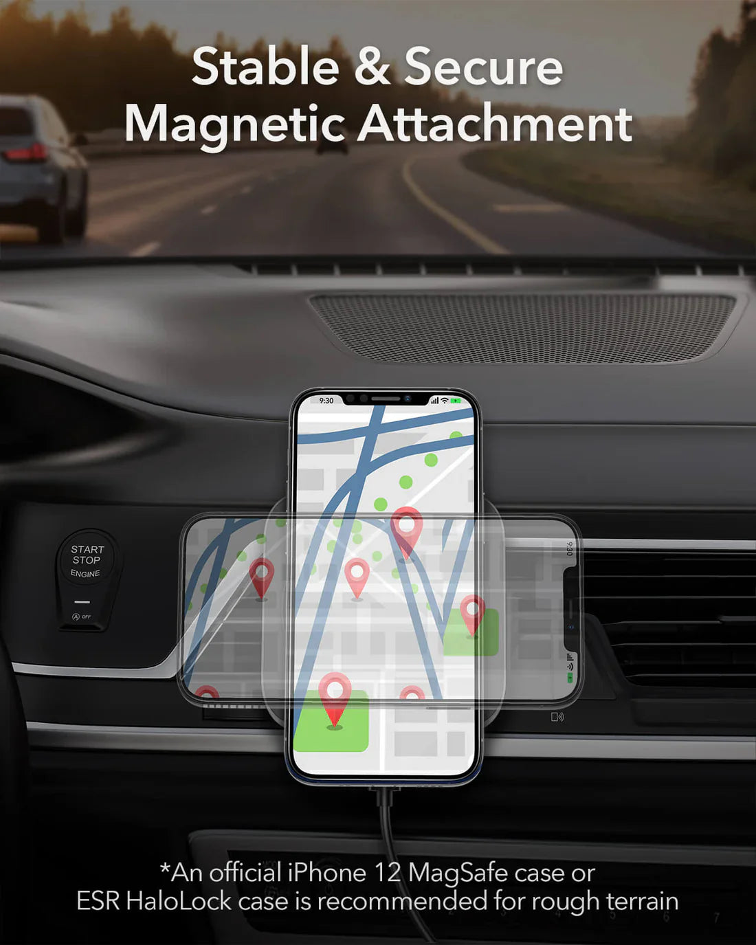 ESR Wireless Car Charger Holder (HaloLock) – Black