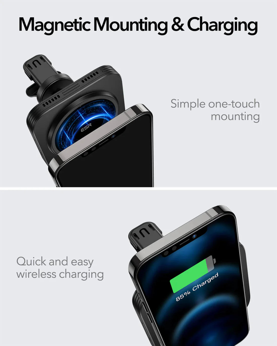 ESR Wireless Car Charger Holder (HaloLock) – Black