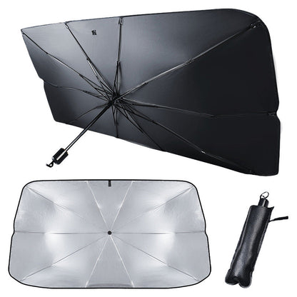 Universal car windshield sun shade fitting most standard cars, trucks and SUVs