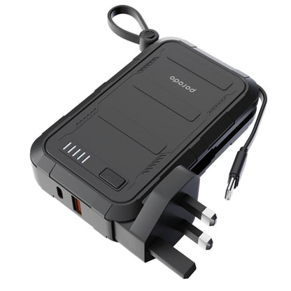 Porodo 10000mAh wall charger power bank with built-in plug
