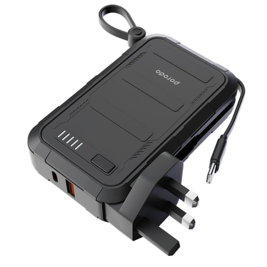 Porodo 10000mAh wall charger power bank with built-in plug
