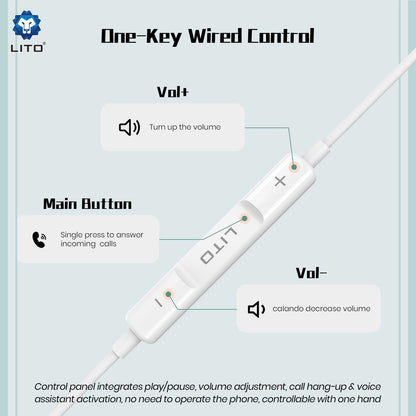 LITO LF01L Lightning AUX Earphones – High-Quality Wired Sound