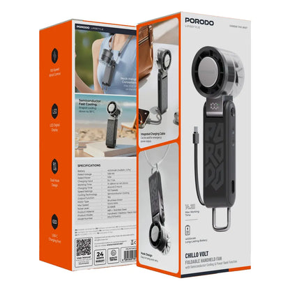 Foldable Handheld Fan Porodo Chillo Volt – Semiconductor Cooling & Power Bank