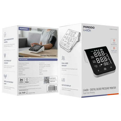 Porodo LiveOn BP monitor with LCD display and memory function
