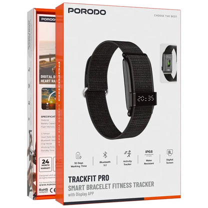 Porodo Trackfit Pro wearable fitness tracker with app connectivity
