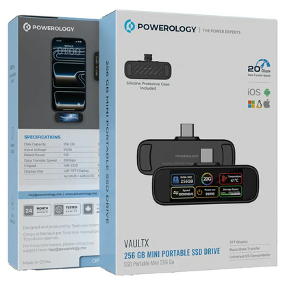 Powerology VaultX Mini Portable SSD – 256 GB | 512 GB | 1 TB