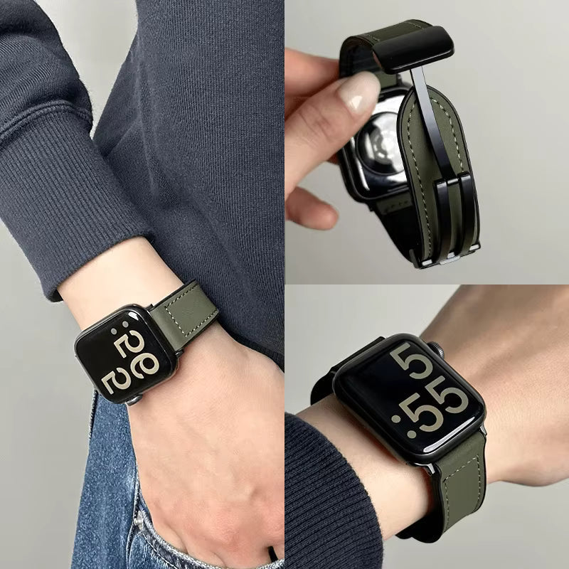 Magnetic Leather Apple Watch Band – Premium Comfort Strap