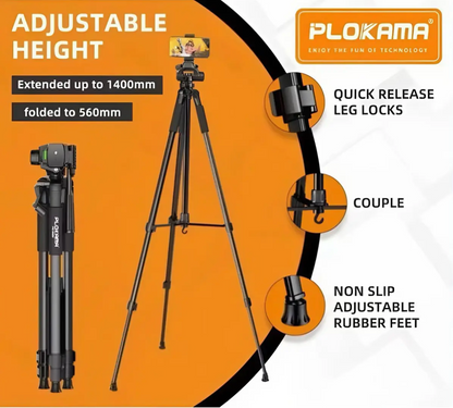 Folded compact Plokama PK-9950 tripod for travel
