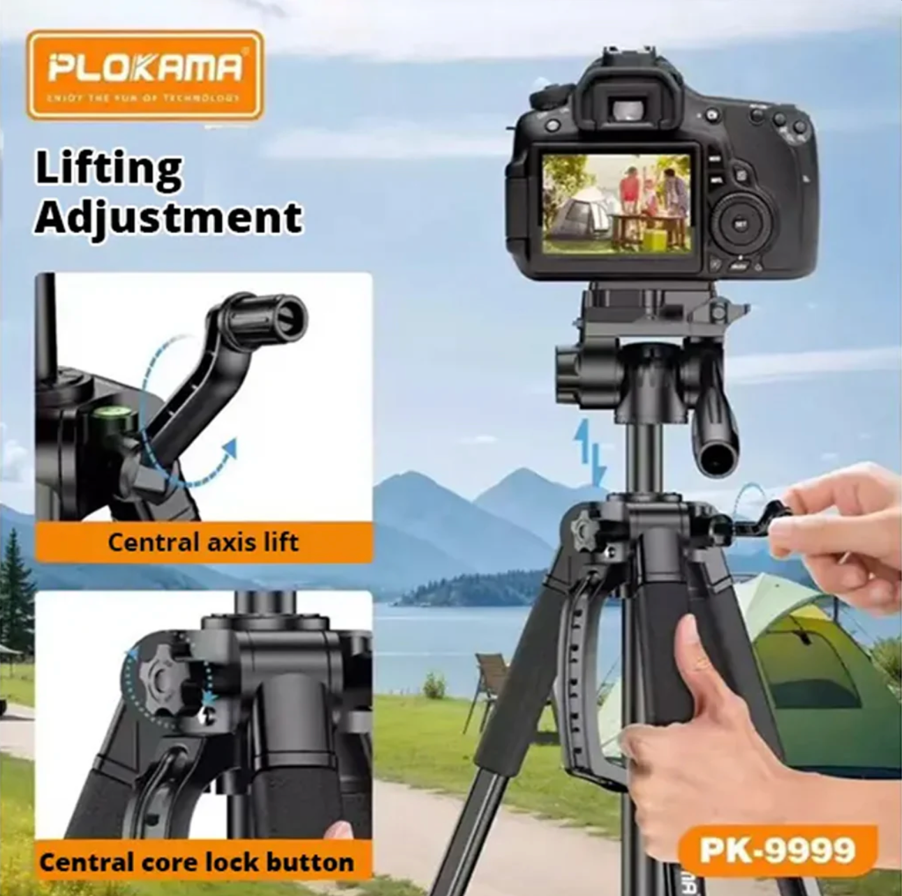 Smartphone mounted on professional Plokama tripod