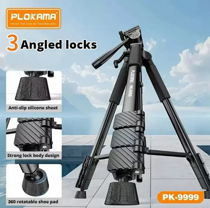 Folded Plokama PK-9999 tripod for portability
