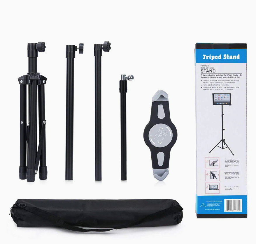 Adjustable Aluminium Tablet Tripod Stand – 360° Rotation (9-12inch)