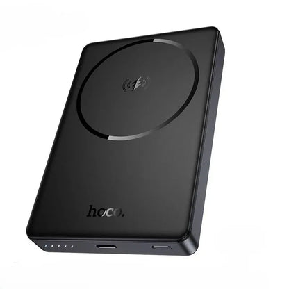 HOCO DB98A Storm Magnetic Power Bank attached to iPhone – MagSafe Compatible