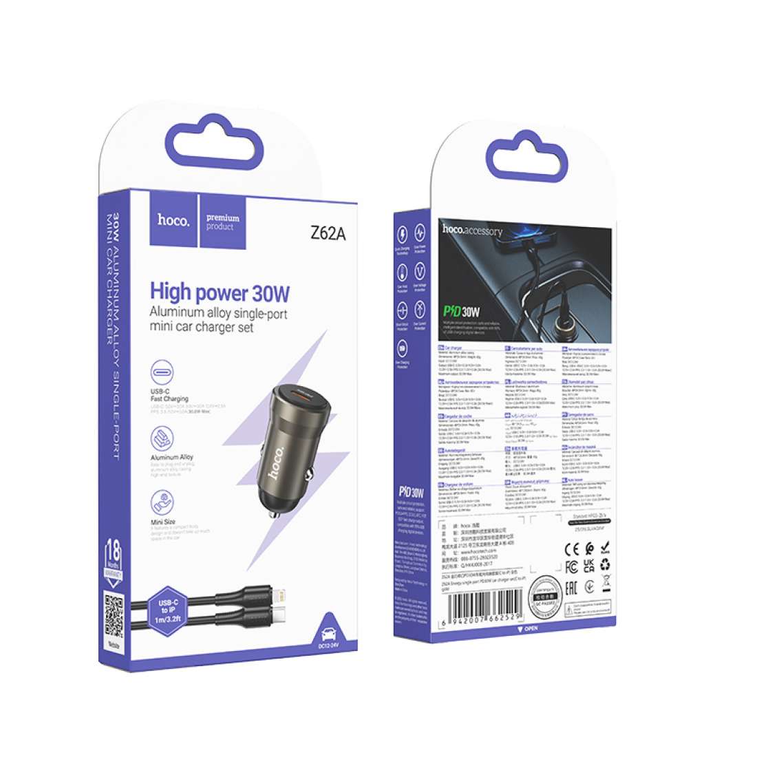 Fast charging HOCO car adapter for iPhone and Apple devices
