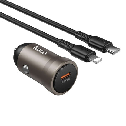 HOCO USB-C PD 30W car charger with Type-C to Lightning cable
