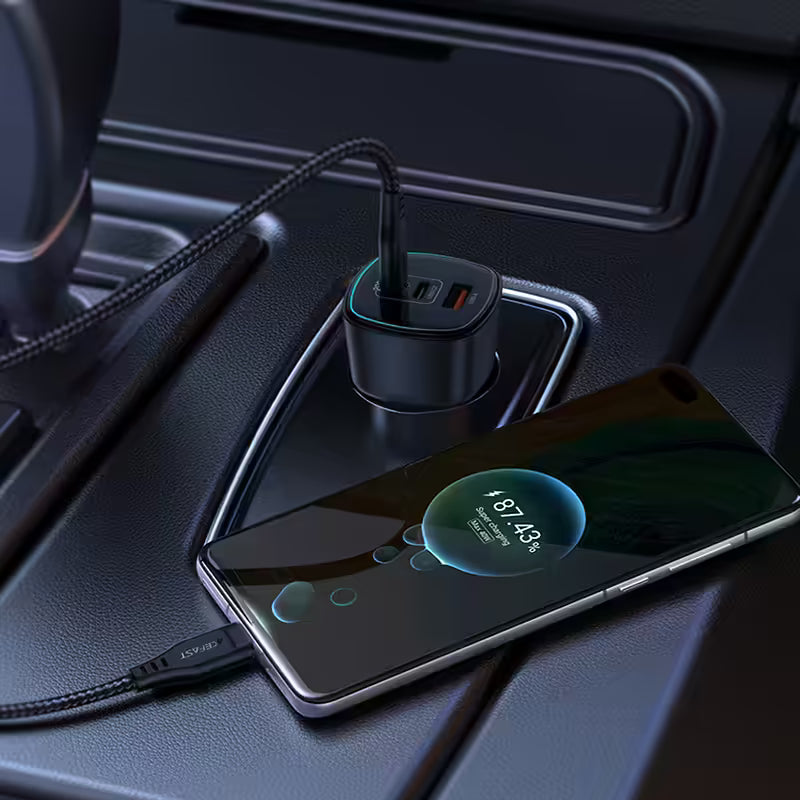 ACEFAST Fast Charge Car Charger B18 200W (2×USB-C + 1×USB-A)