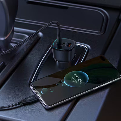 ACEFAST Fast Charge Car Charger B18 200W (2×USB-C + 1×USB-A)