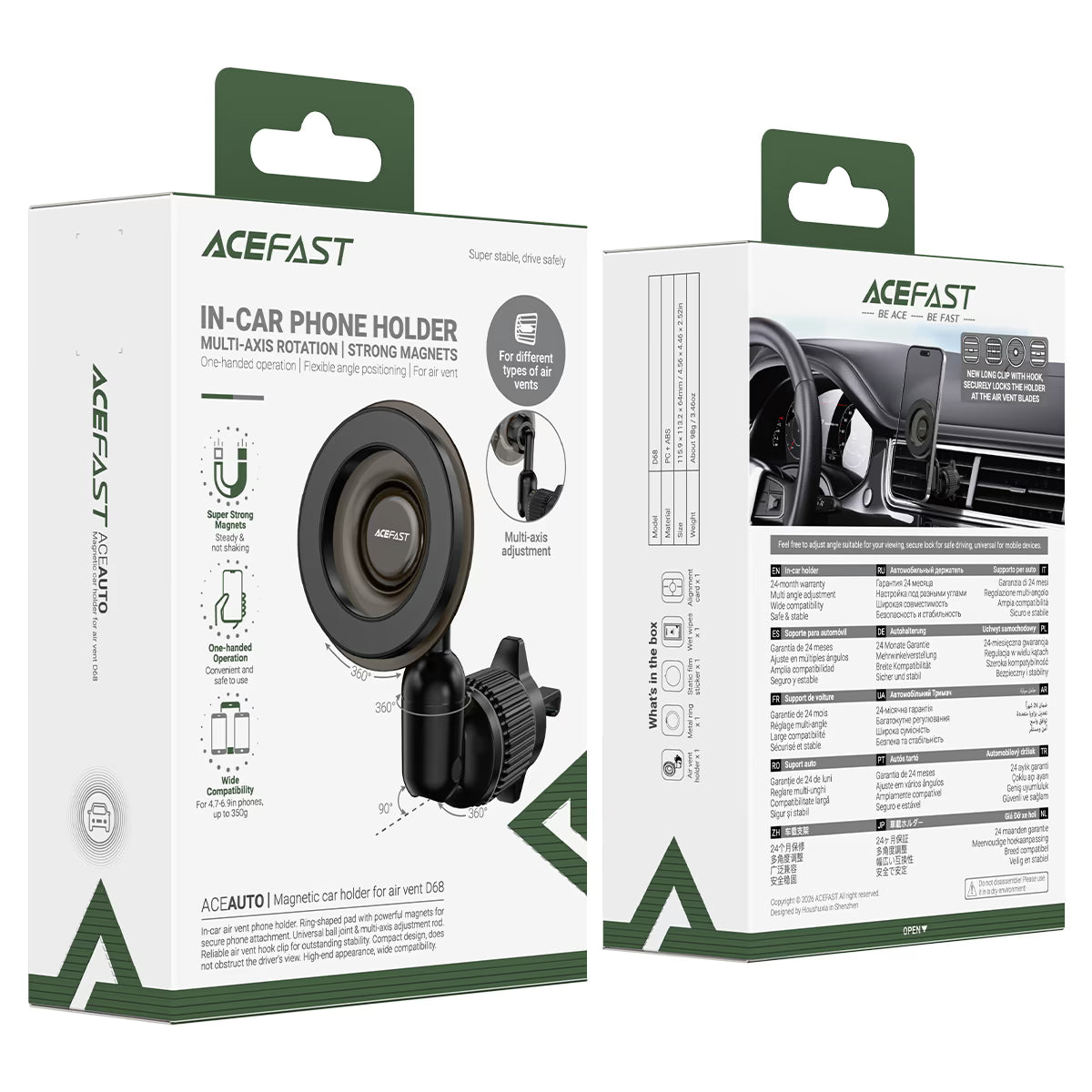 Magnetic Car Mount – Acefast D68 Air Vent Phone Holder