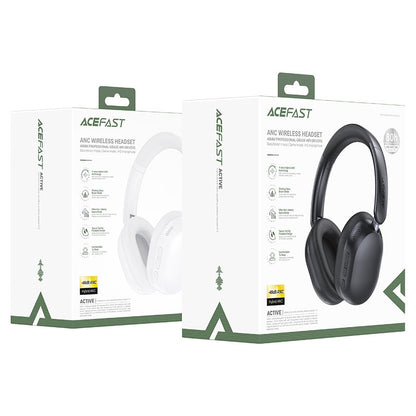 ACEFAST H12 ANC wireless headset with over-ear design in black.
