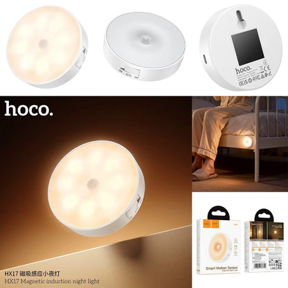HOCO HX17 Smart Motion Sensor Magnetic Night Light – Warm White Rechargeable