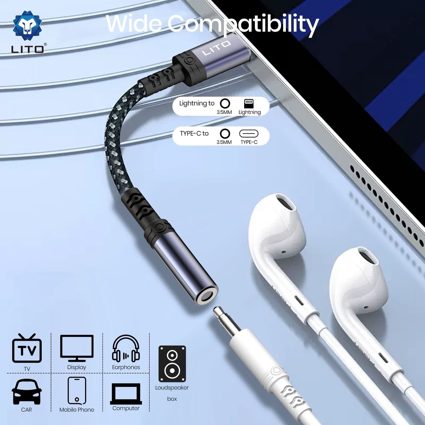 LITO LA03T Type-C to 3.5mm Jack Audio Adapter | USB-C Headphone Converter