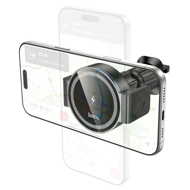 Hoco HW35 15W Wireless Charging Magnetic 2-in-1 Air Vent Phone Holder