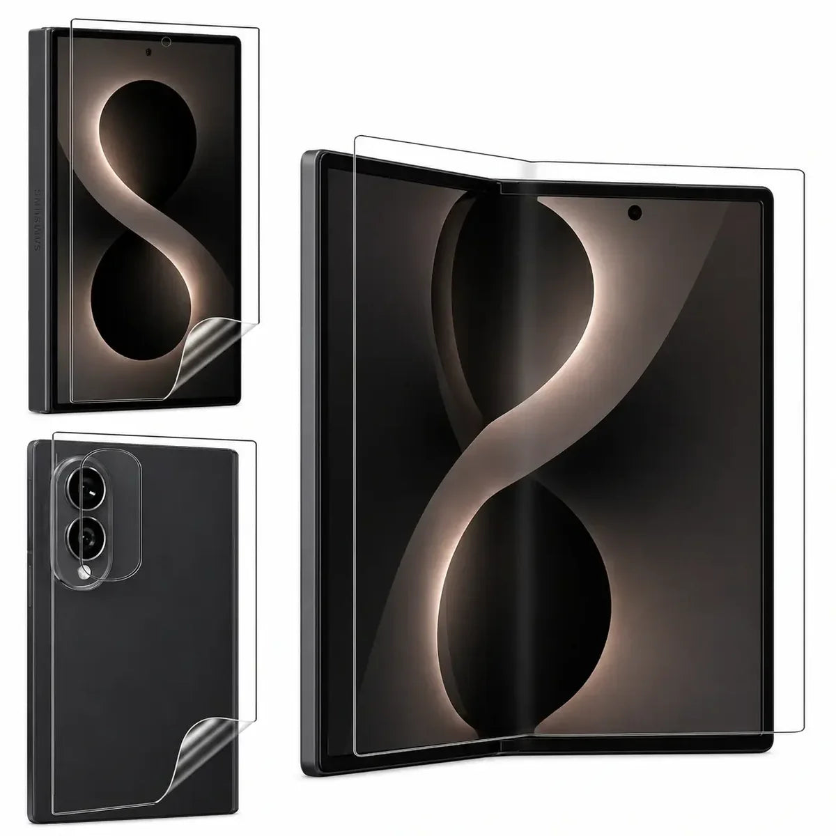 3-in-1 hydrogel screen protector set for Samsung Galaxy Z Fold 8 – inner, cover and side films