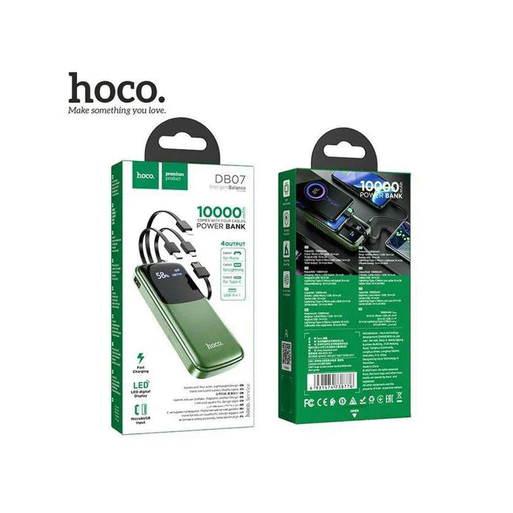 HOCO DB07 portable charger charging multiple devices at once.
