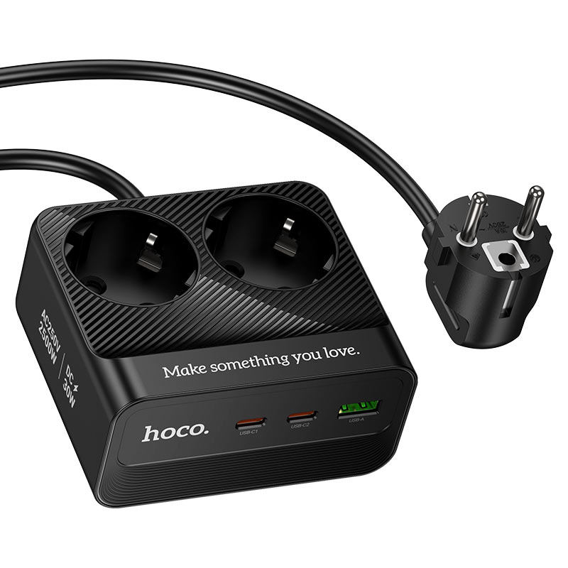 Power Strip PD30W 3 Ports + 2 EU/GER Sockets HOCO AC27
