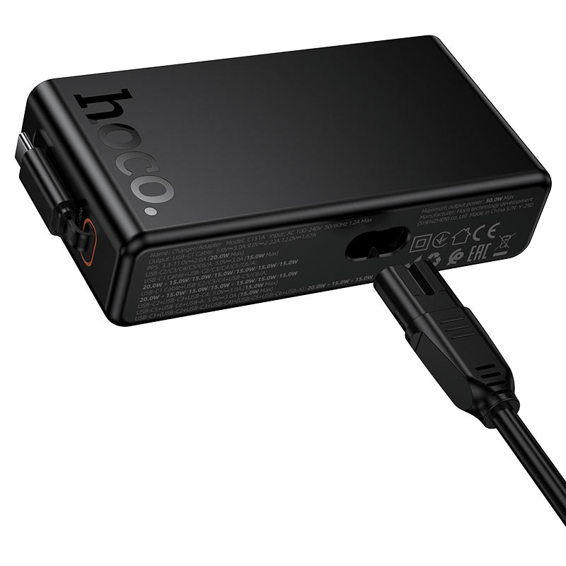 Fast charging hub for multiple devices with 50W max output