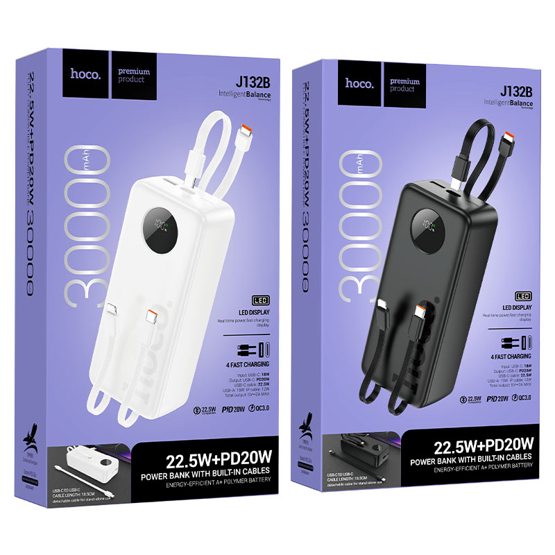 HOCO J132B Power Bank 30000mAh – 22.5W Fast Charge + PD 20W
