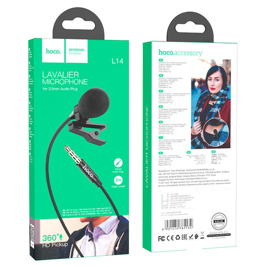 HOCO L14 lavalier microphone 3.5mm AUX clip mic