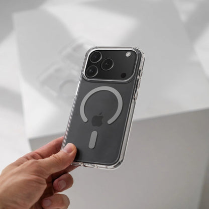 Hard Rubber MagSafe Transparent Cover – Durable Shockproof Protection