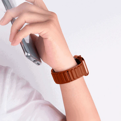 Hoco WA23 Leather Chain Magnetic Strap - On Apple Watch