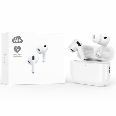 Hoco EW98 TWS wireless earbuds with ANC and AI translation in white charging case, Bluetooth 6.0
