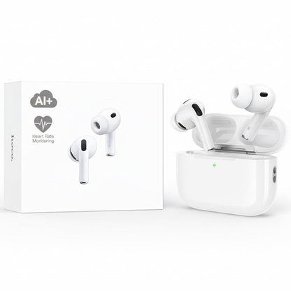 Hoco EW98 TWS wireless earbuds with ANC and AI translation in white charging case, Bluetooth 6.0
