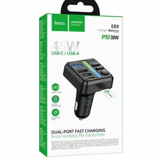 HOCO E89 FM Transmitter with Dual Port 45W Fast Charging