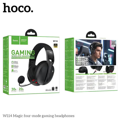 Hoco W114 Magic foldable wireless gaming headset collapsed for storage showing compact travel design
