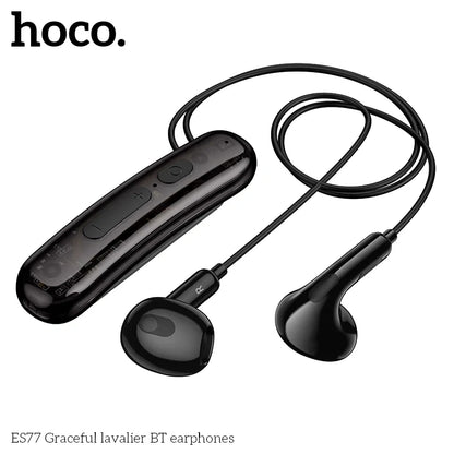 Close-up of HOCO ES77 wireless microphone earphone.
