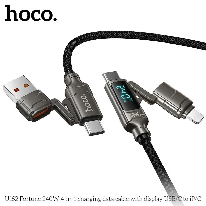 HOCO U152 4-in-1 240W fast charging cable with digital display