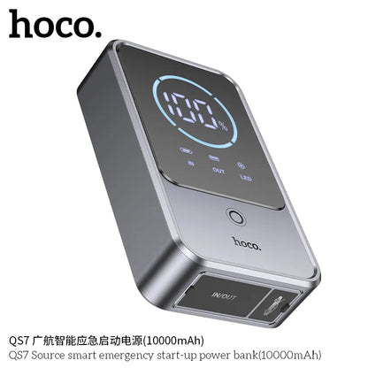 Portable emergency battery booster with LED display

