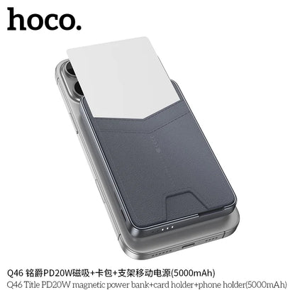 HOCO Q46 portable charger with built in stand and card slot