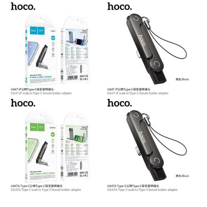 USB-C phone holder adapter HOCO UA47 for iPhone and Android devices.
