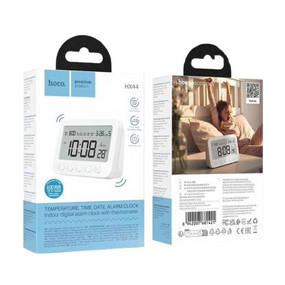 HOCO HX44 Smart Alarm Clock White – indoor thermometer, battery powered