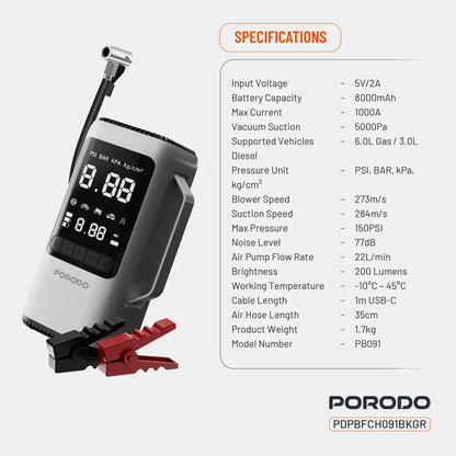 Porodo 6-in-1 power tool jump starter detail