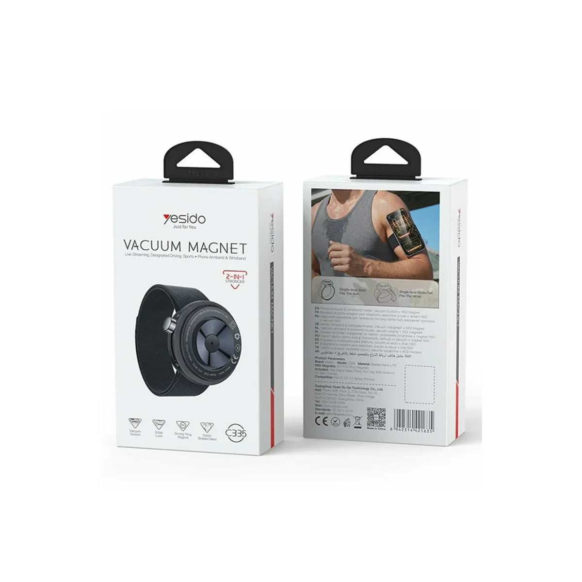 Yesido C335 armband holder worn on the arm with phone attached