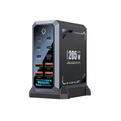 Yesido YC119 205W 8-Port Desktop Charger – 4× USB-C PD 140W + 4× USB-A, Laptops & Phones